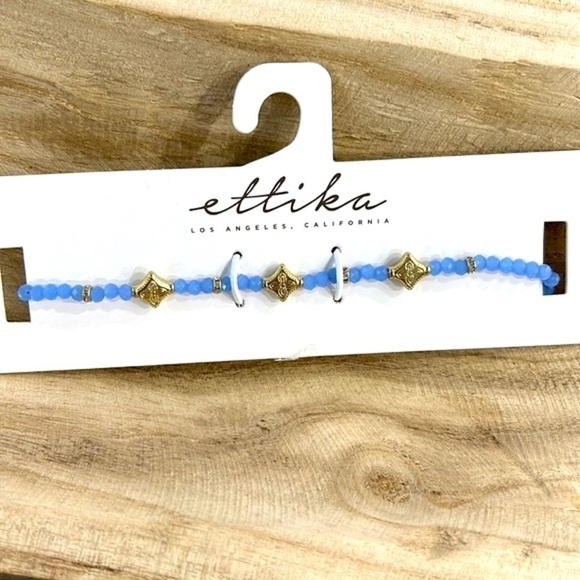 Ettika Blue Beaded and Gold Choker - Picture 1 of 5